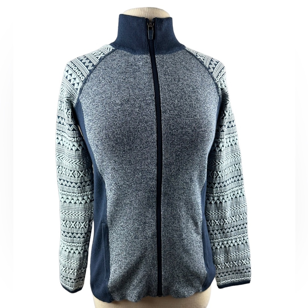 Title Nine Aztec Sleeve Thick Knit Full Zip Sweater Jacket Size Medium H14509 - Picture 12 of 12